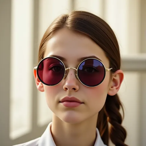 Малиновые линзы в круглых очках