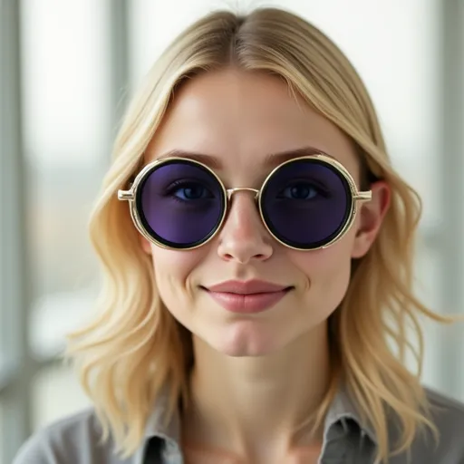 Синие линзы в круглых очках